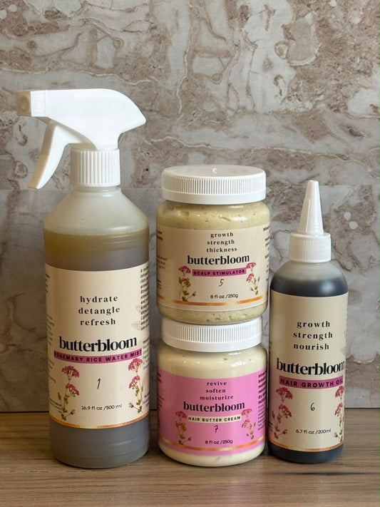 Shea Butter Hair Growth Bundle Set for Curly Natural Dry hair, Ayuverdic Herbal Organic Hair butter Curly Hair Products for Healthy Hair