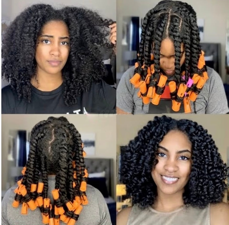 Butterbloom Wash Day Bundle 3 featuring shampoo, conditioner, and styling cream arranged on a bathroom countertop.