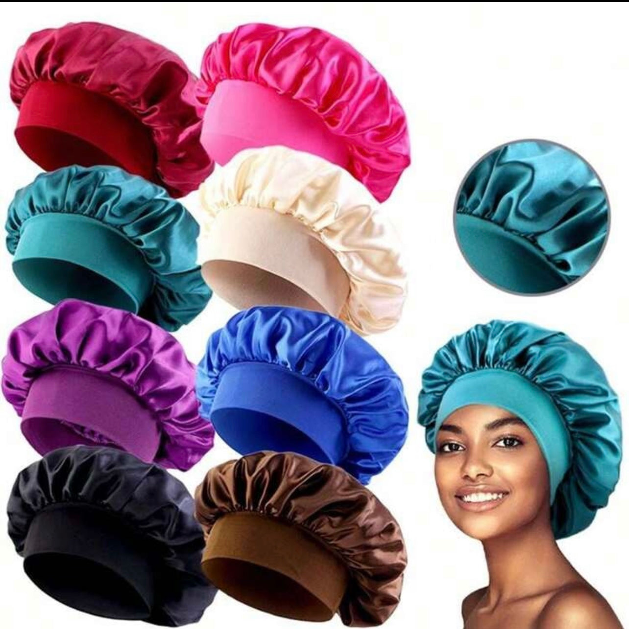 Butterbloom solid color satin bonnet, casual sleep cap with smooth fabric and comfortable fit for restful nights.