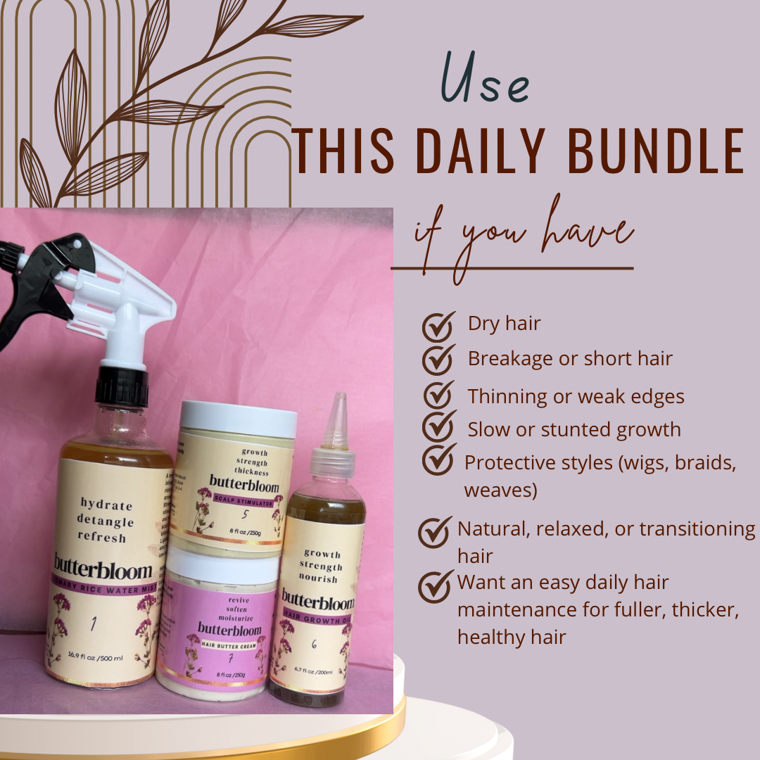 Shea Butter Hair Growth Bundle Set for Curly Natural Dry hair, Ayuverdic Herbal Organic Hair butter Curly Hair Products for Healthy Hair - butterbloom 