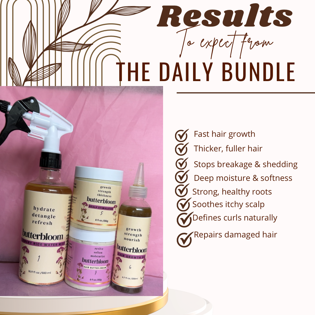 Shea Butter Hair Growth Bundle Set for Curly Natural Dry hair, Ayuverdic Herbal Organic Hair butter Curly Hair Products for Healthy Hair - butterbloom 